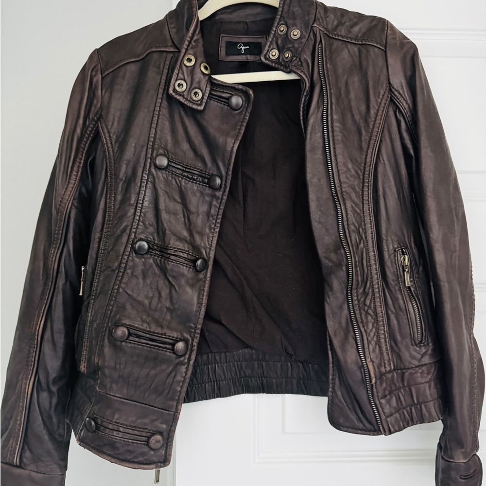 Aqua Women's Chocolate Leather Jacket